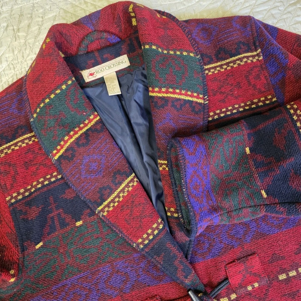 Roo Crossing Aztec Tribal Southwestern Pattern Wool Blend Women's Small Jacket‎